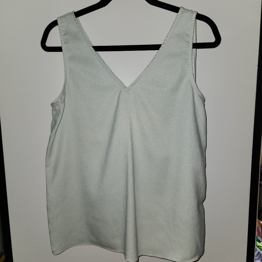 H by Halston light green double v top